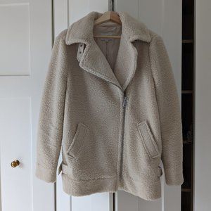 Med Loft Faux Sherpa Moto bomber jacket